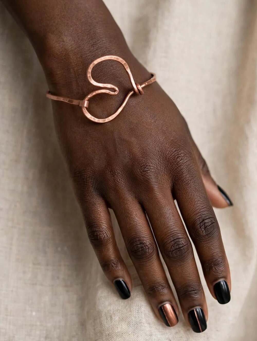 Handmade Hammered Copper Heart Bangle Bracelet
